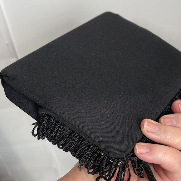 Vintage Black satin fringe bag. - Picture 12 of 12